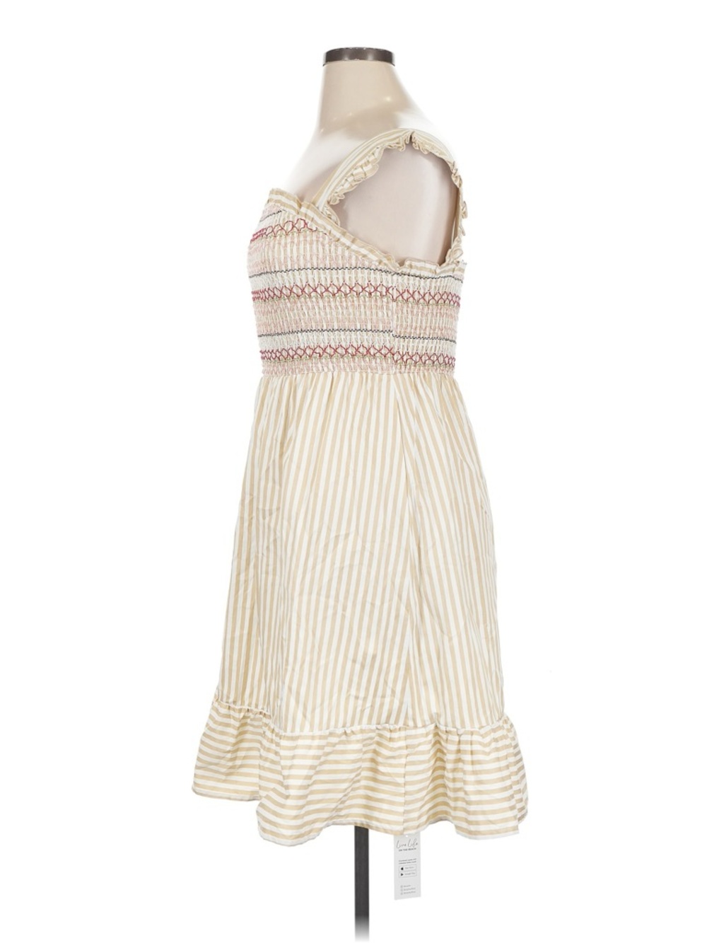Cupshe Cream & Beige Striped Smocked Sundress
